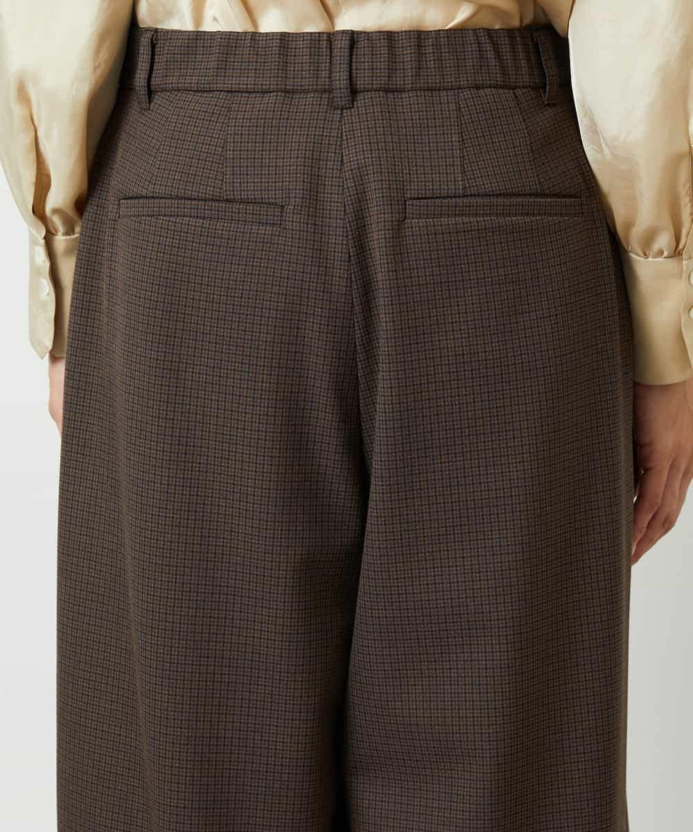 FMLBD28220 MICHEL KLEIN(ミッシェルクラン) チェック柄2タックワイドパンツ ブラウン