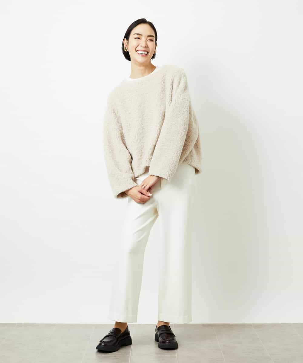 FMLBD30180 MICHEL KLEIN(ミッシェルクラン) ［定番人気］ストレッチ裏起毛ワイドパンツ アイボリー