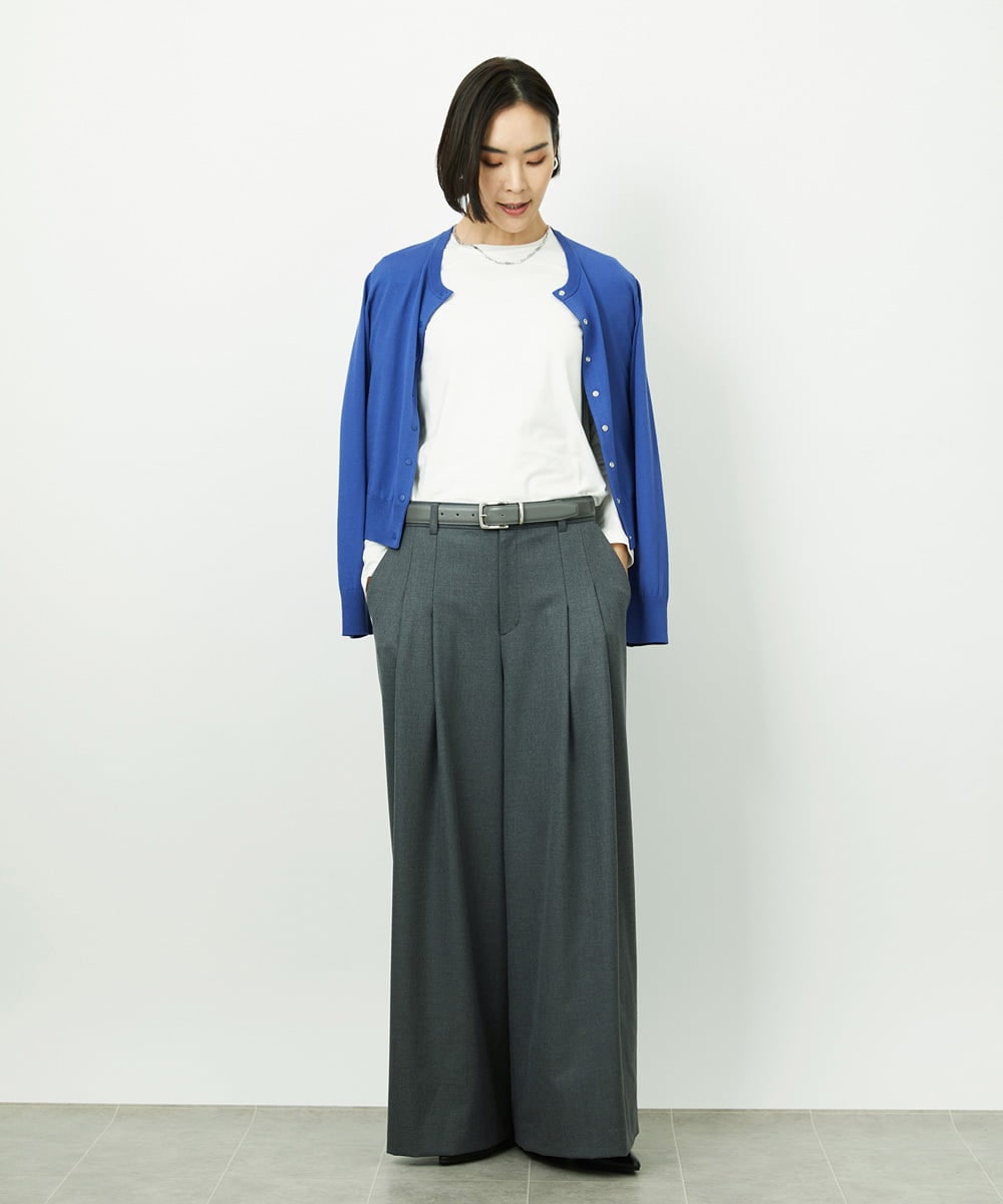 FMLBE28220 MICHEL KLEIN(ミッシェルクラン) 2タックワイドパンツ オフホワイト