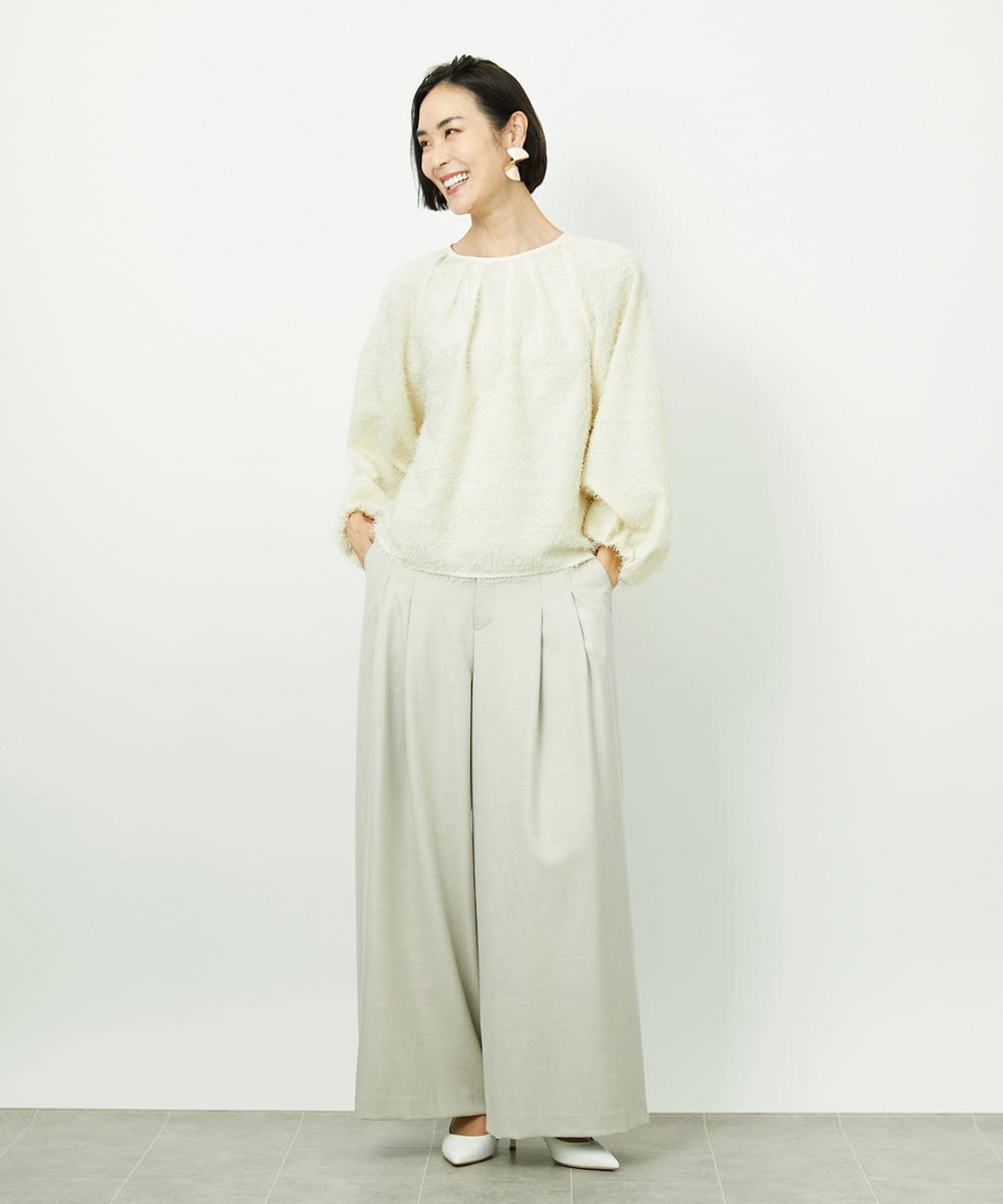 FMLBE28220 MICHEL KLEIN(ミッシェルクラン) 2タックワイドパンツ オフホワイト