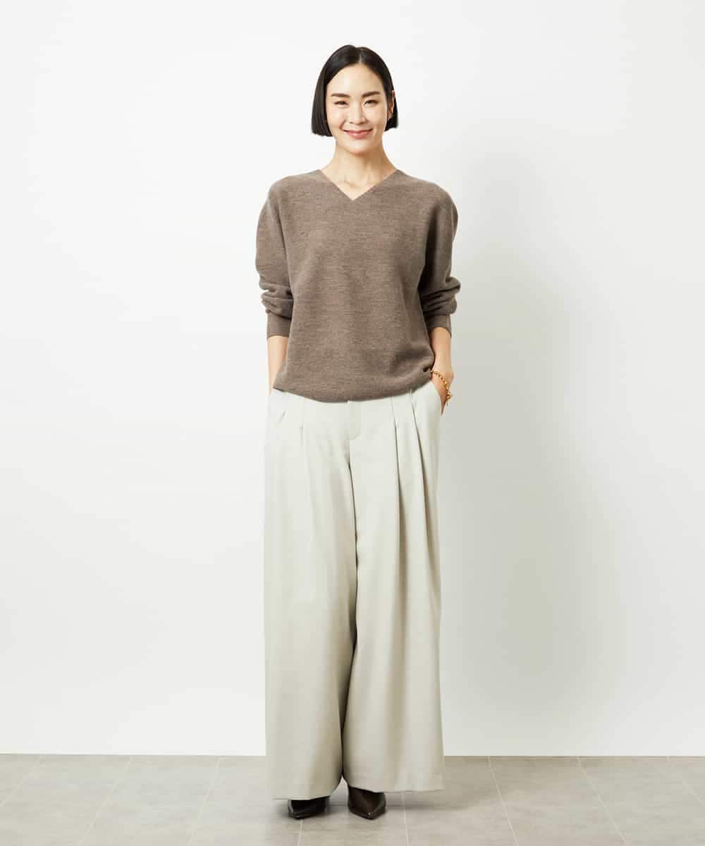 FMLBE28220 MICHEL KLEIN(ミッシェルクラン) 2タックワイドパンツ オフホワイト