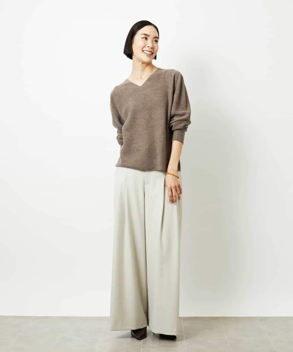 FMLBE28220 MICHEL KLEIN(ミッシェルクラン) 2タックワイドパンツ オフホワイト