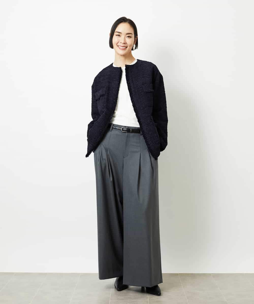 FMLBE28220 MICHEL KLEIN(ミッシェルクラン) 2タックワイドパンツ オフホワイト