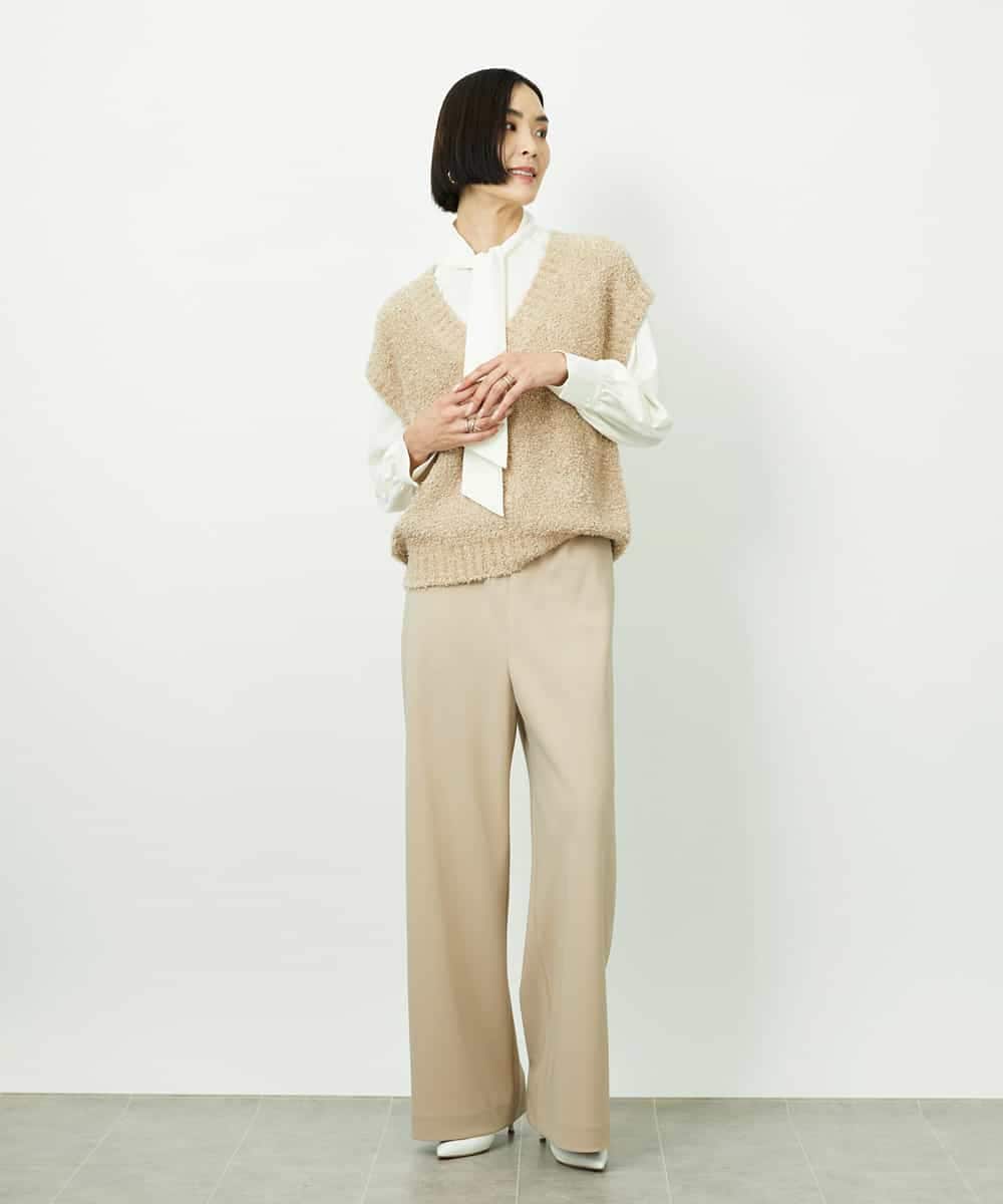 FMLDD02220 MICHEL KLEIN(ミッシェルクラン) [コージーボトム]シームレスワイドパンツ ベージュ