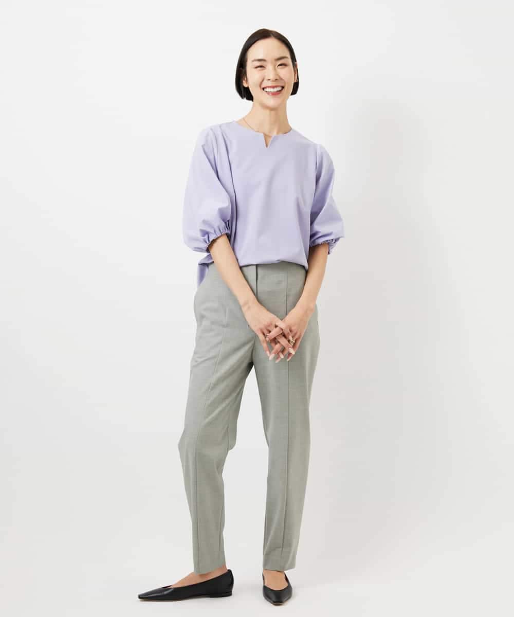 FMLDD10270 MICHEL KLEIN(ミッシェルクラン) [2WAYストレッチ]テーパードパンツ ライトグレー