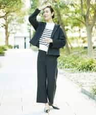 FMLDD11230 MICHEL KLEIN(ミッシェルクラン) [2WAYストレッチ]定番ワイドパンツ ブラック