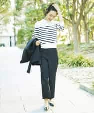 FMLDD11230 MICHEL KLEIN(ミッシェルクラン) [2WAYストレッチ]定番ワイドパンツ ブラック