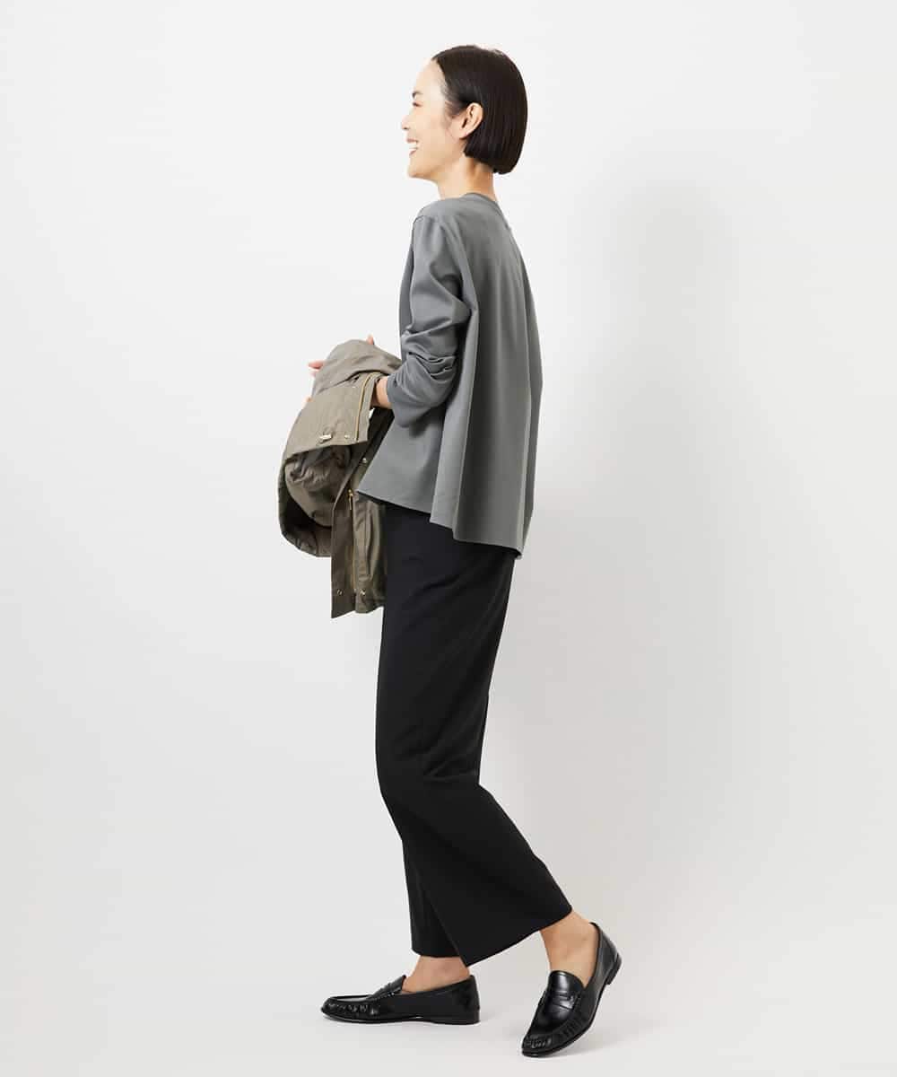 FMLDD11230 MICHEL KLEIN(ミッシェルクラン) [2WAYストレッチ]定番ワイドパンツ ブラック