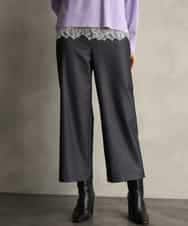 FMLDH53180 MICHEL KLEIN(ミッシェルクラン) [定番人気/新色追加]デニムライク裏起毛ワイドパンツ ネイビー