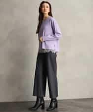 FMLDH53180 MICHEL KLEIN(ミッシェルクラン) [定番人気/新色追加]デニムライク裏起毛ワイドパンツ ネイビー