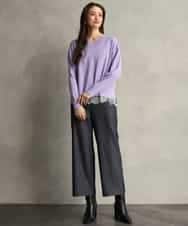 FMLDH53180 MICHEL KLEIN(ミッシェルクラン) [定番人気/新色追加]デニムライク裏起毛ワイドパンツ ネイビー