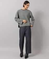 FMLDH53180 MICHEL KLEIN(ミッシェルクラン) [定番人気/新色追加]デニムライク裏起毛ワイドパンツ ネイビー