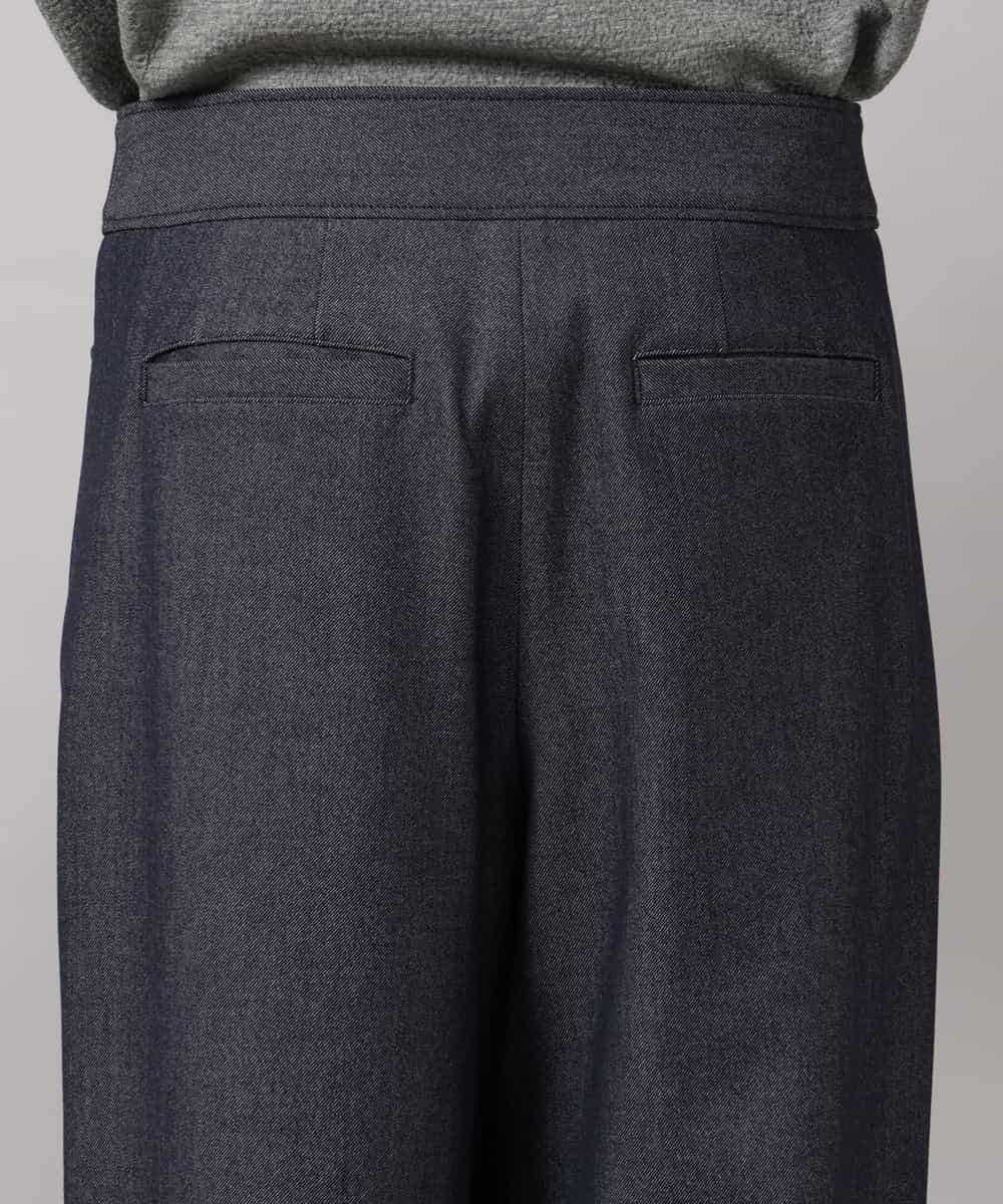 FMLDH53180 MICHEL KLEIN(ミッシェルクラン) [定番人気/新色追加]デニムライク裏起毛ワイドパンツ ネイビー