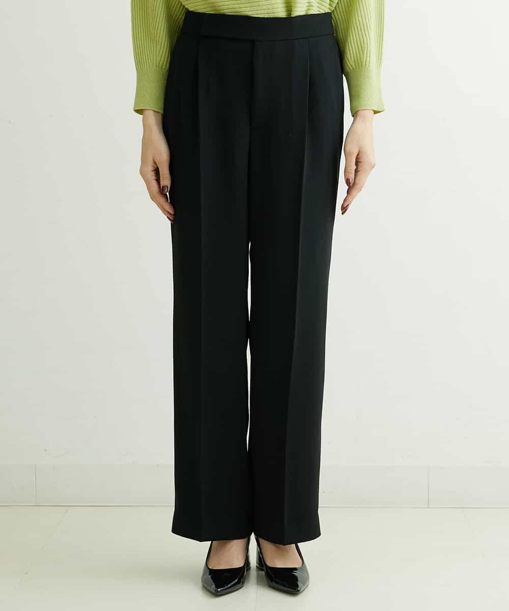 FMLDS03230 MICHEL KLEIN(ミッシェルクラン) ダブルクロスセミフレアパンツ ブラック(94)
