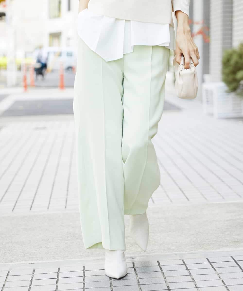 FMLDS03230 MICHEL KLEIN(ミッシェルクラン) ダブルクロスセミフレアパンツ ブラック(94)