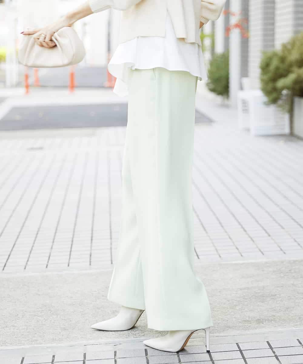 FMLDS03230 MICHEL KLEIN(ミッシェルクラン) ダブルクロスセミフレアパンツ ブラック(94)