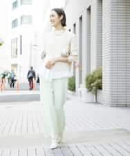 FMLDS03230 MICHEL KLEIN(ミッシェルクラン) ダブルクロスセミフレアパンツ ブラック(94)