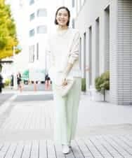 FMLDS03230 MICHEL KLEIN(ミッシェルクラン) ダブルクロスセミフレアパンツ ブラック(94)
