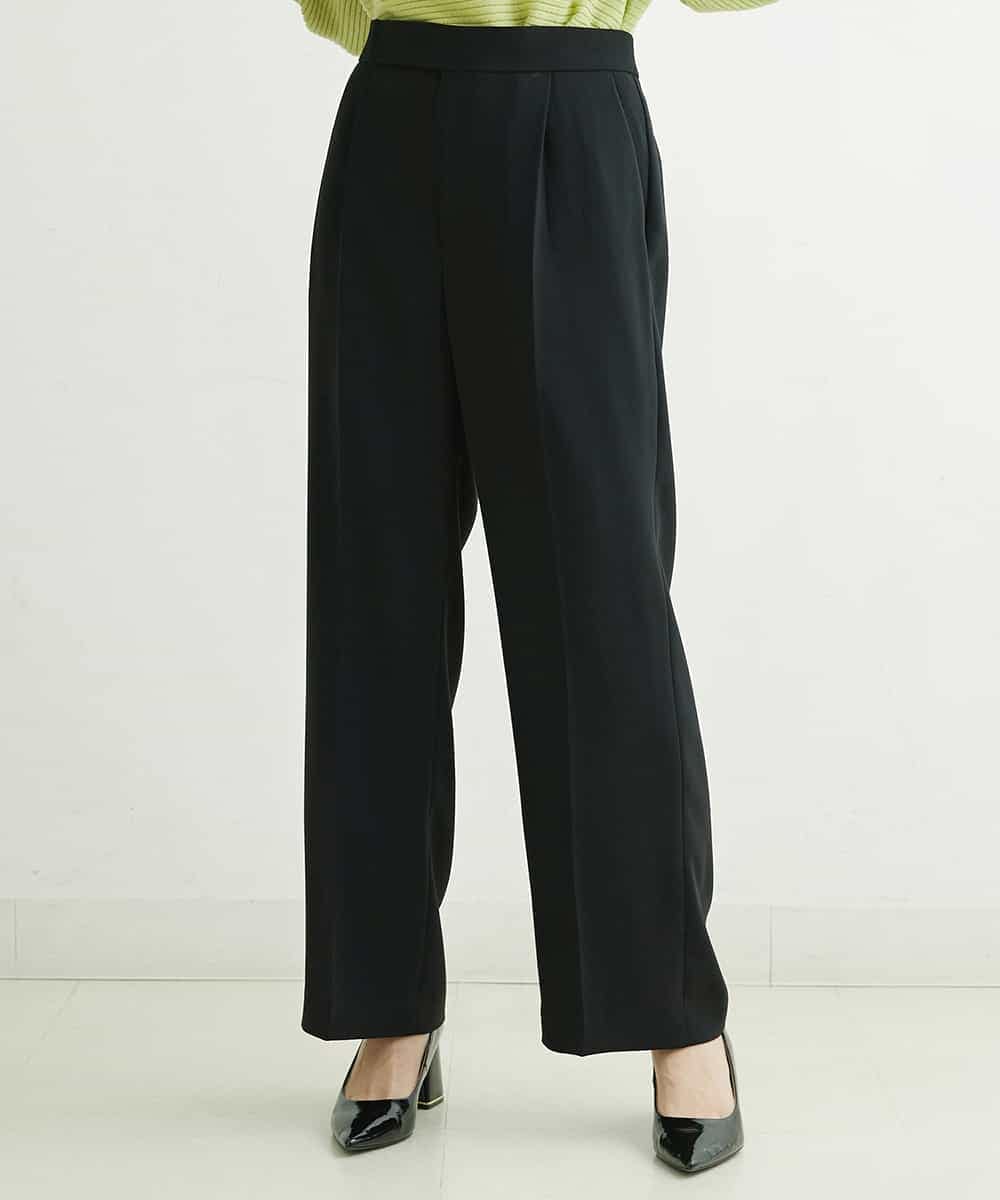 FMLDS03230 MICHEL KLEIN(ミッシェルクラン) ダブルクロスセミフレアパンツ ブラック(94)