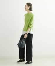 FMLDS03230 MICHEL KLEIN(ミッシェルクラン) ダブルクロスセミフレアパンツ ブラック(94)