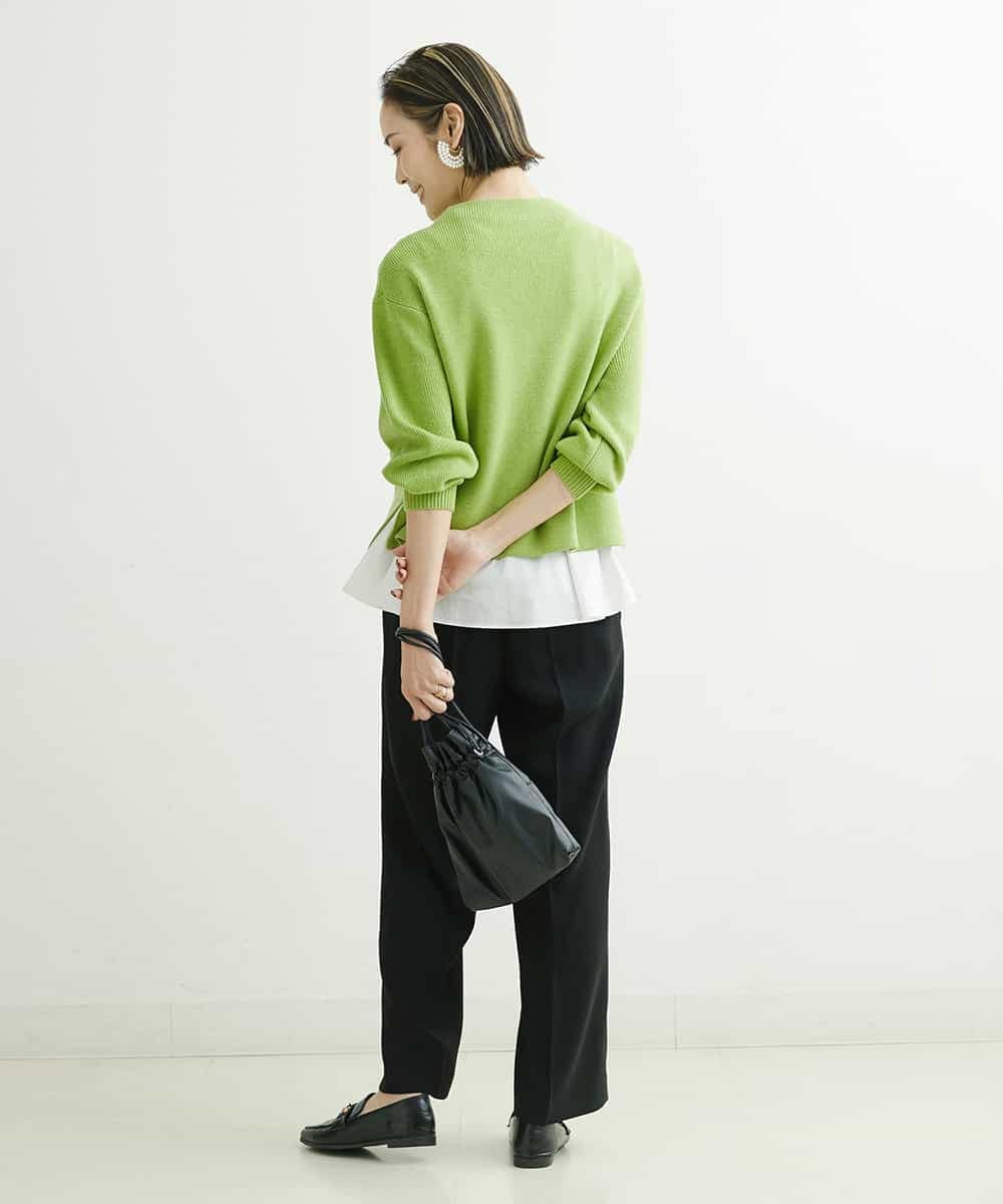 FMLDS03230 MICHEL KLEIN(ミッシェルクラン) ダブルクロスセミフレアパンツ ブラック(94)