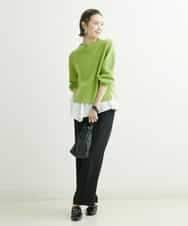 FMLDS03230 MICHEL KLEIN(ミッシェルクラン) ダブルクロスセミフレアパンツ ブラック(94)