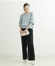 FMLDS03230 MICHEL KLEIN(ミッシェルクラン) ダブルクロスセミフレアパンツ ブラック(94)