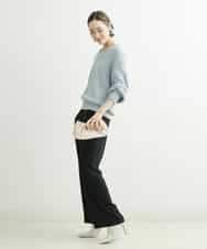FMLDS03230 MICHEL KLEIN(ミッシェルクラン) ダブルクロスセミフレアパンツ ブラック(94)