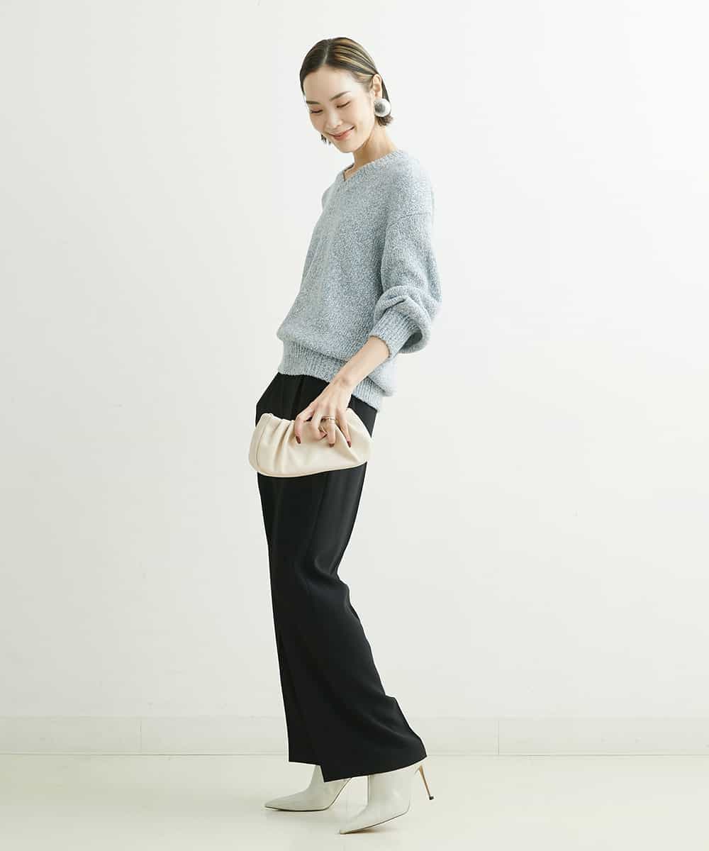 FMLDS03230 MICHEL KLEIN(ミッシェルクラン) ダブルクロスセミフレアパンツ ブラック(94)