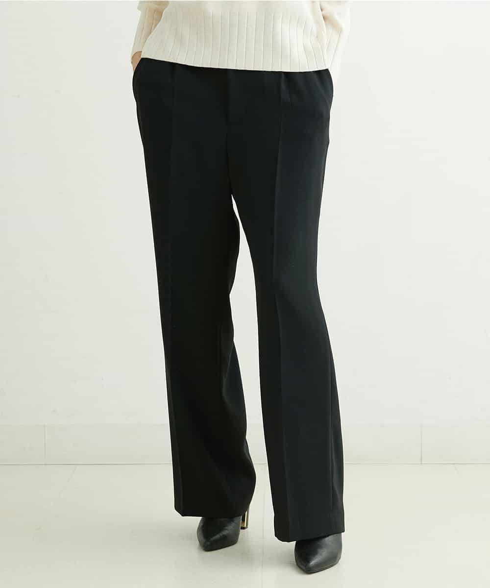FMLDS03230 MICHEL KLEIN(ミッシェルクラン) ダブルクロスセミフレアパンツ ブラック(94)