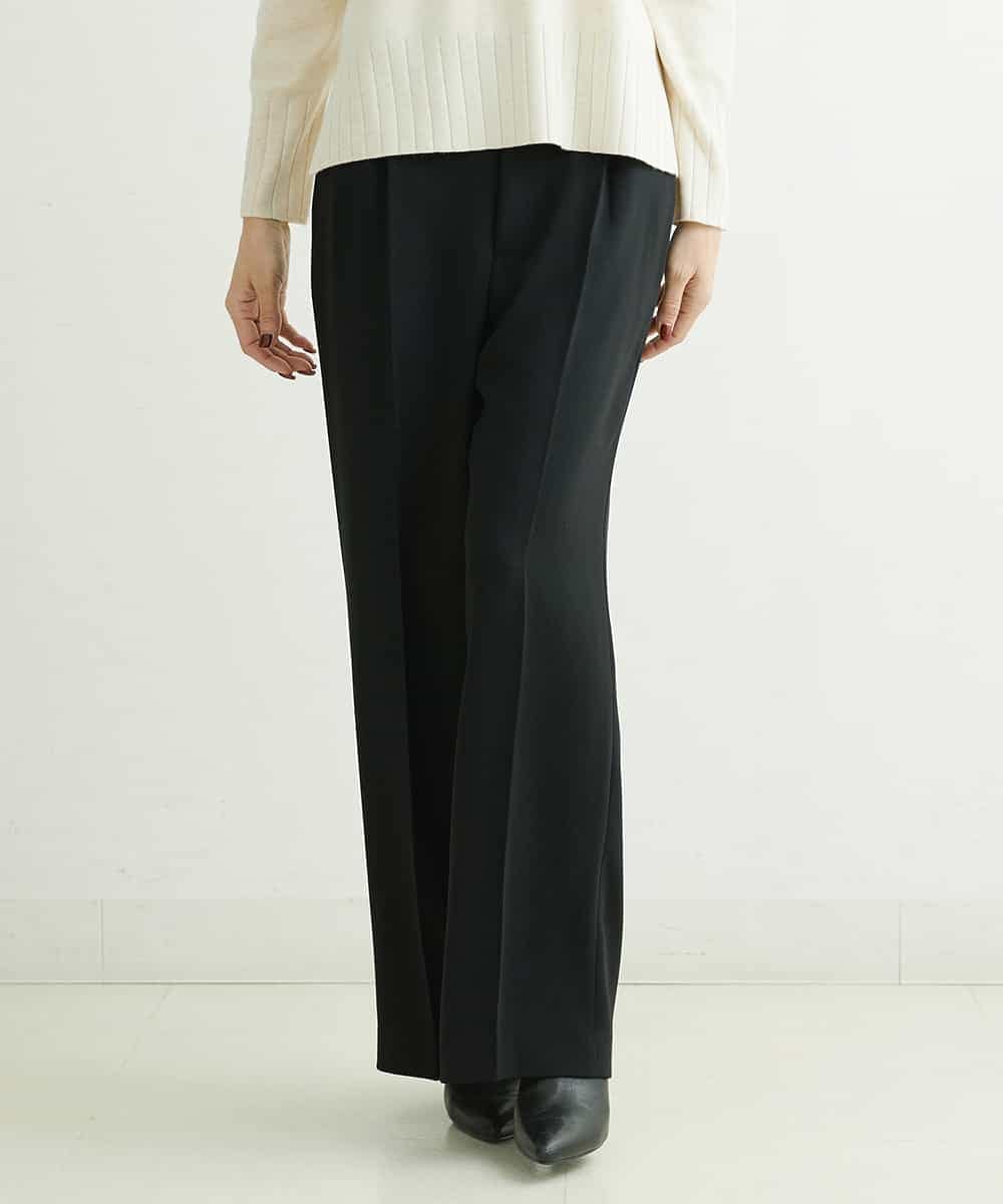 FMLDS03230 MICHEL KLEIN(ミッシェルクラン) ダブルクロスセミフレアパンツ ブラック(94)