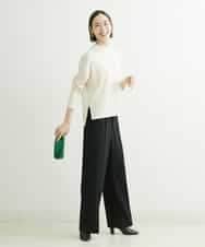 FMLDS03230 MICHEL KLEIN(ミッシェルクラン) ダブルクロスセミフレアパンツ ブラック(94)