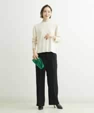 FMLDS03230 MICHEL KLEIN(ミッシェルクラン) ダブルクロスセミフレアパンツ ブラック(94)
