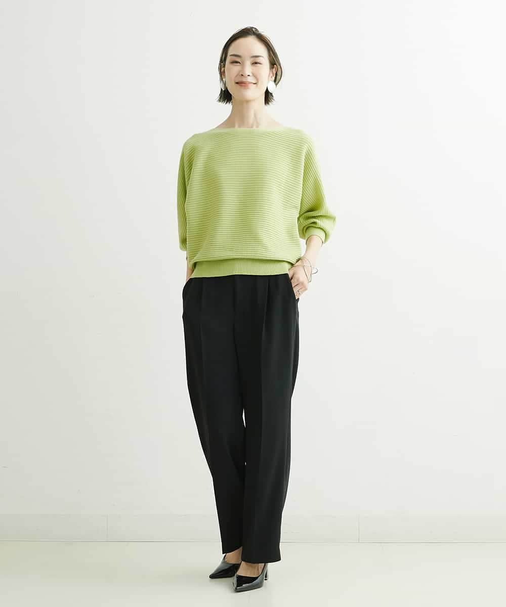 FMLDS03230 MICHEL KLEIN(ミッシェルクラン) ダブルクロスセミフレアパンツ ブラック(94)