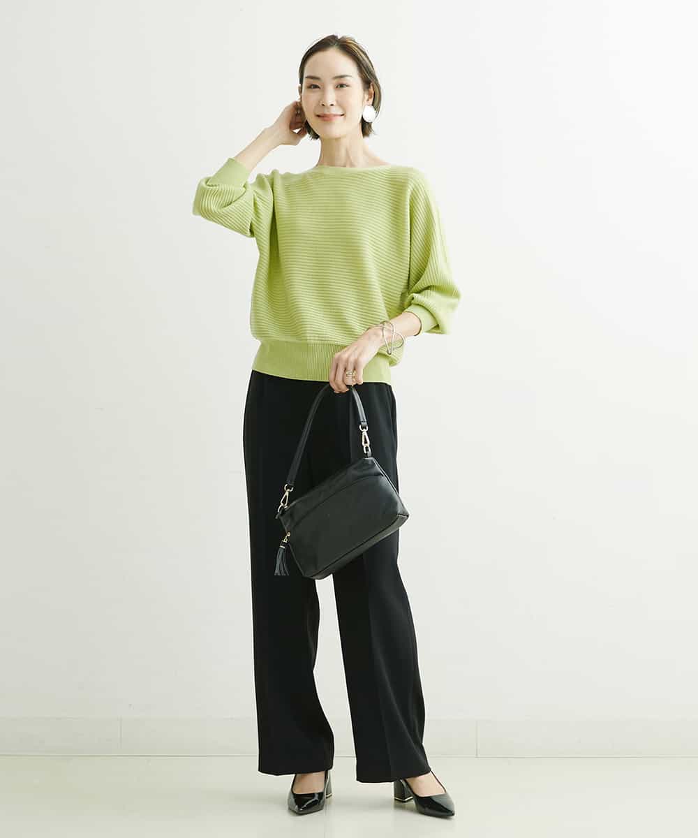 FMLDS03230 MICHEL KLEIN(ミッシェルクラン) ダブルクロスセミフレアパンツ ブラック(94)