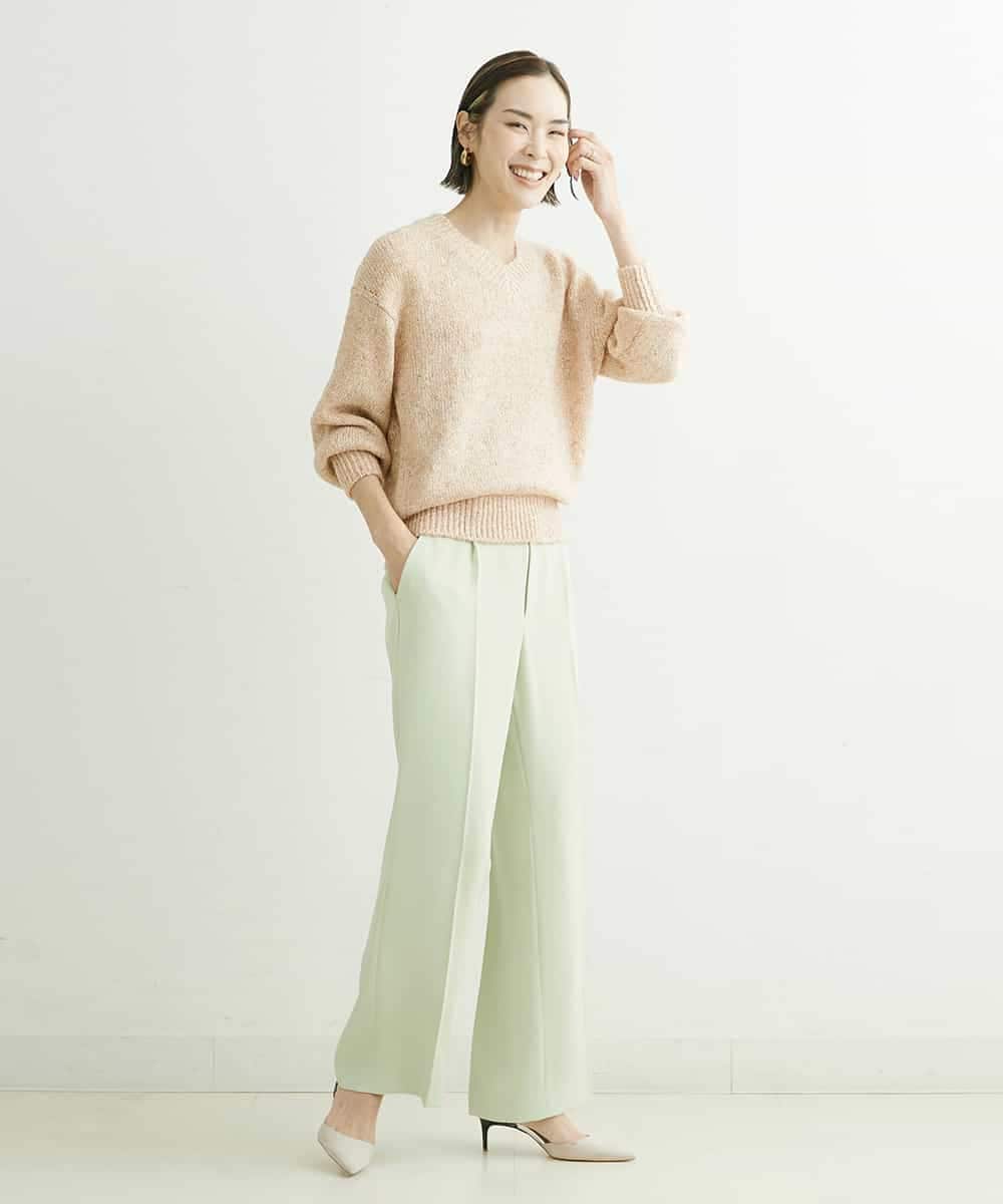 FMLDS03230 MICHEL KLEIN(ミッシェルクラン) ダブルクロスセミフレアパンツ ブラック(94)