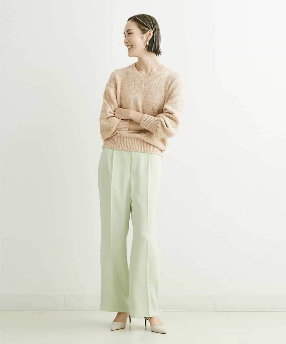 FMLDS03230 MICHEL KLEIN(ミッシェルクラン) ダブルクロスセミフレアパンツ ブラック(94)