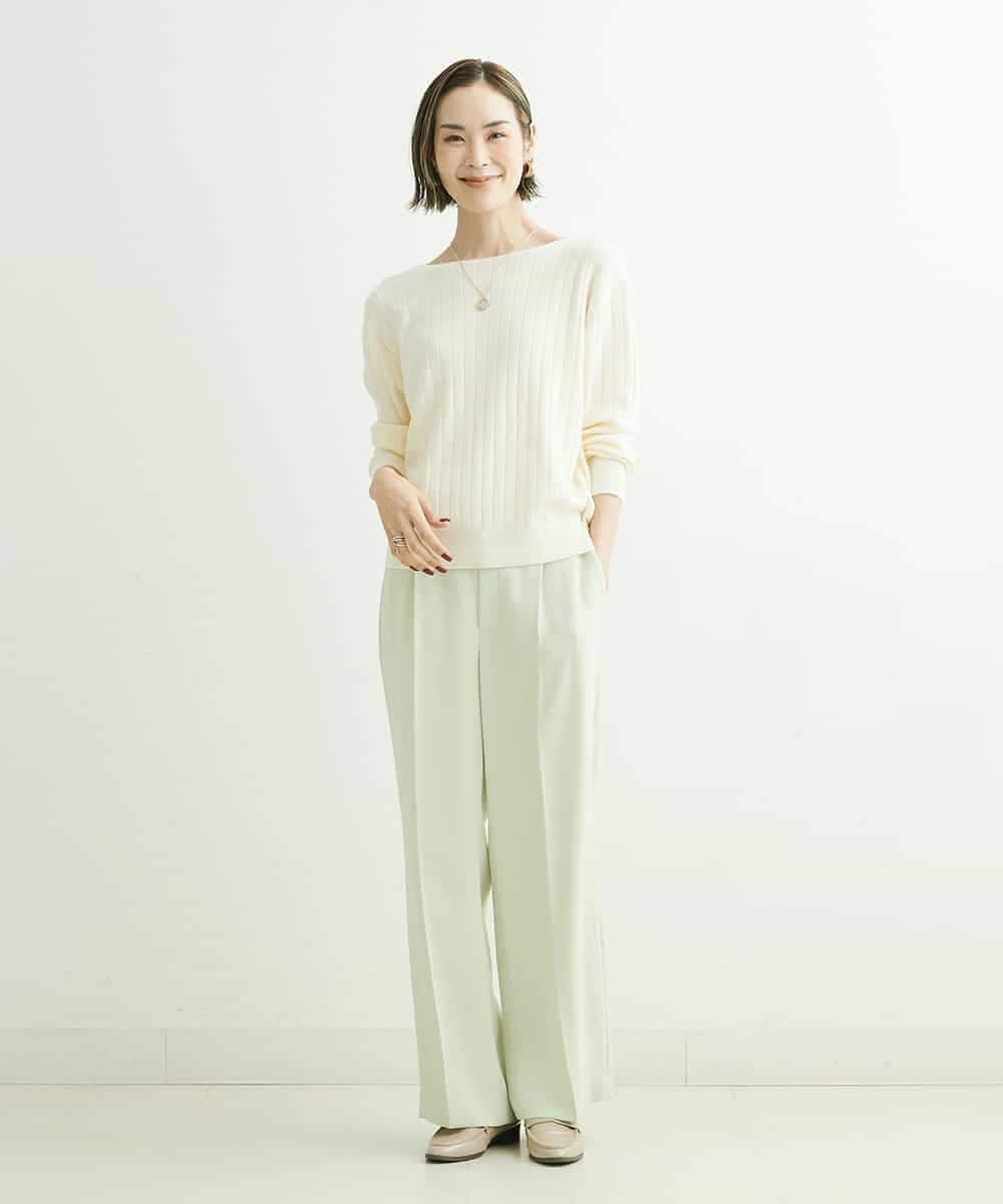 FMLDS03230 MICHEL KLEIN(ミッシェルクラン) ダブルクロスセミフレアパンツ ブラック(94)