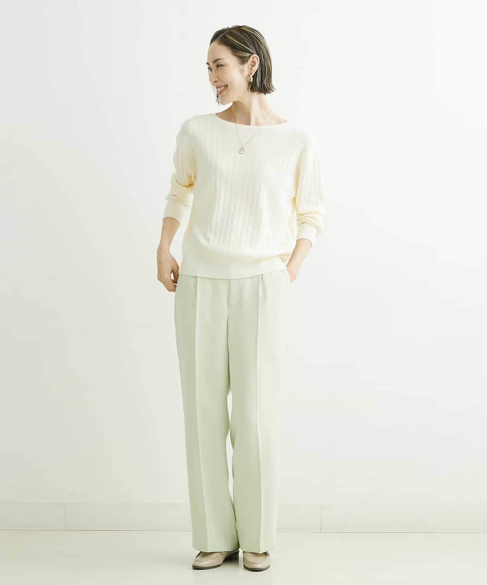 FMLDS03230 MICHEL KLEIN(ミッシェルクラン) ダブルクロスセミフレアパンツ ブラック(94)