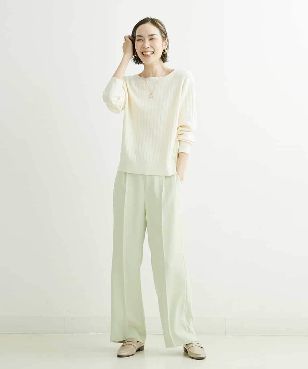 FMLDS03230 MICHEL KLEIN(ミッシェルクラン) ダブルクロスセミフレアパンツ ブラック(94)