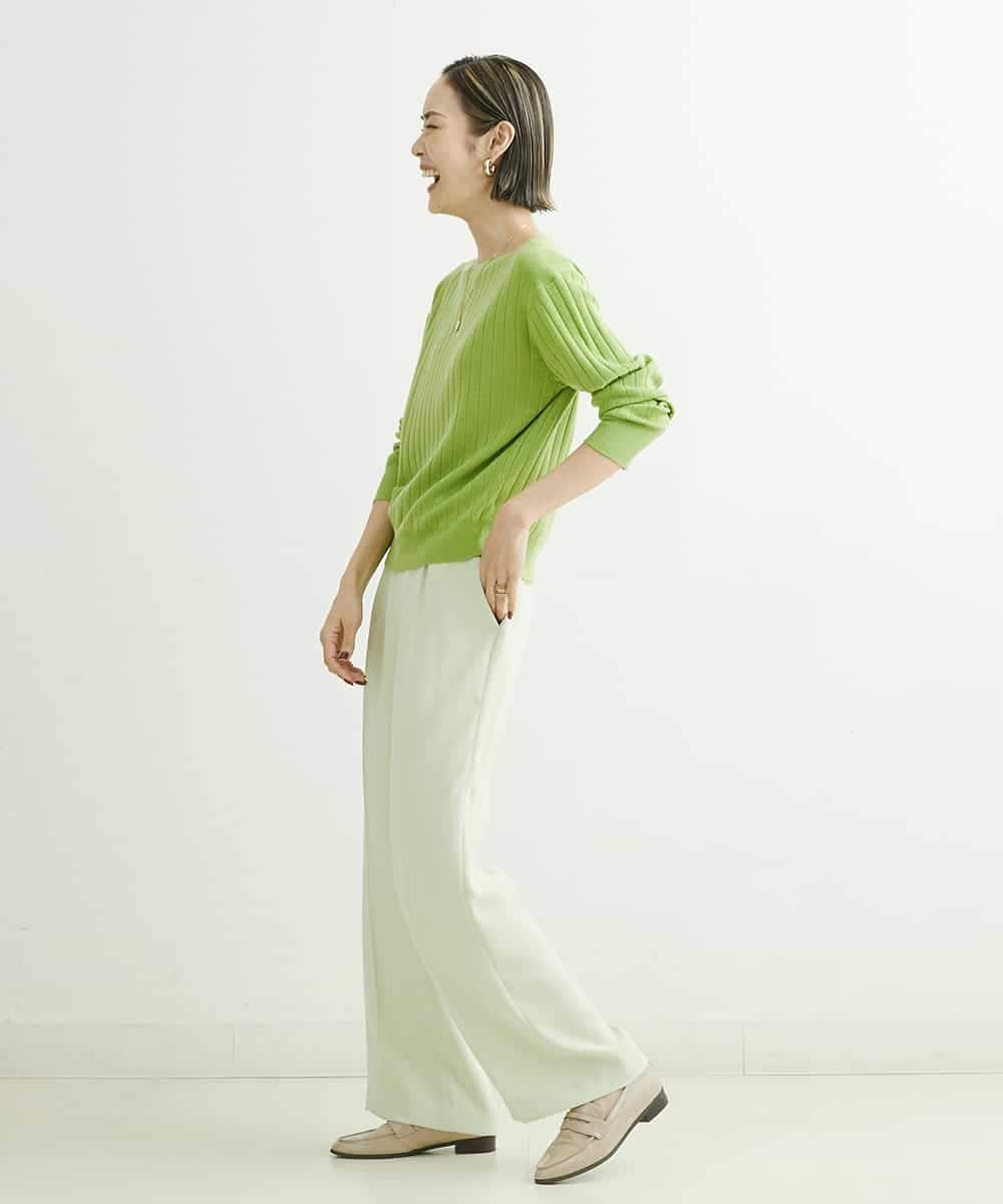 FMLDS03230 MICHEL KLEIN(ミッシェルクラン) ダブルクロスセミフレアパンツ ブラック(94)