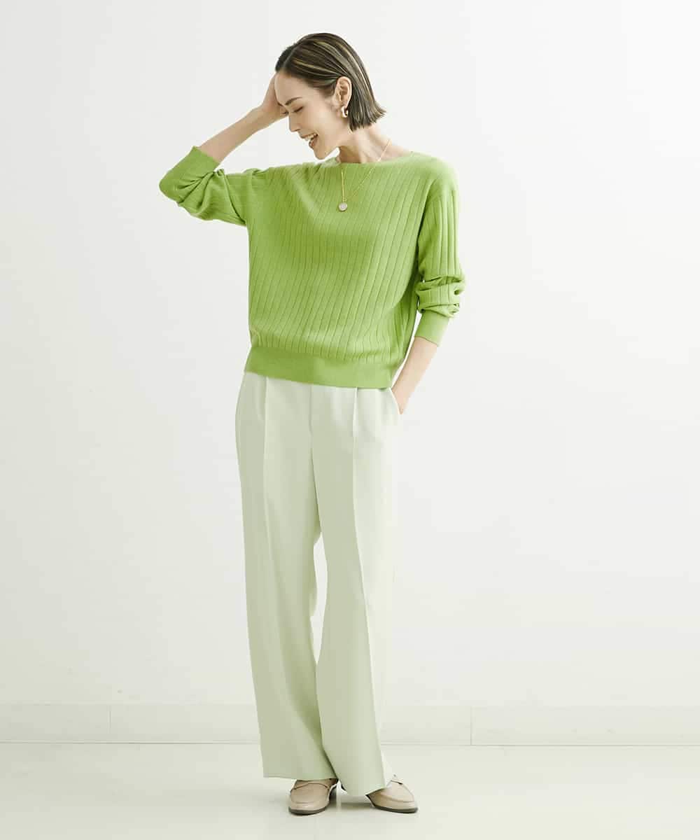 FMLDS03230 MICHEL KLEIN(ミッシェルクラン) ダブルクロスセミフレアパンツ ブラック(94)