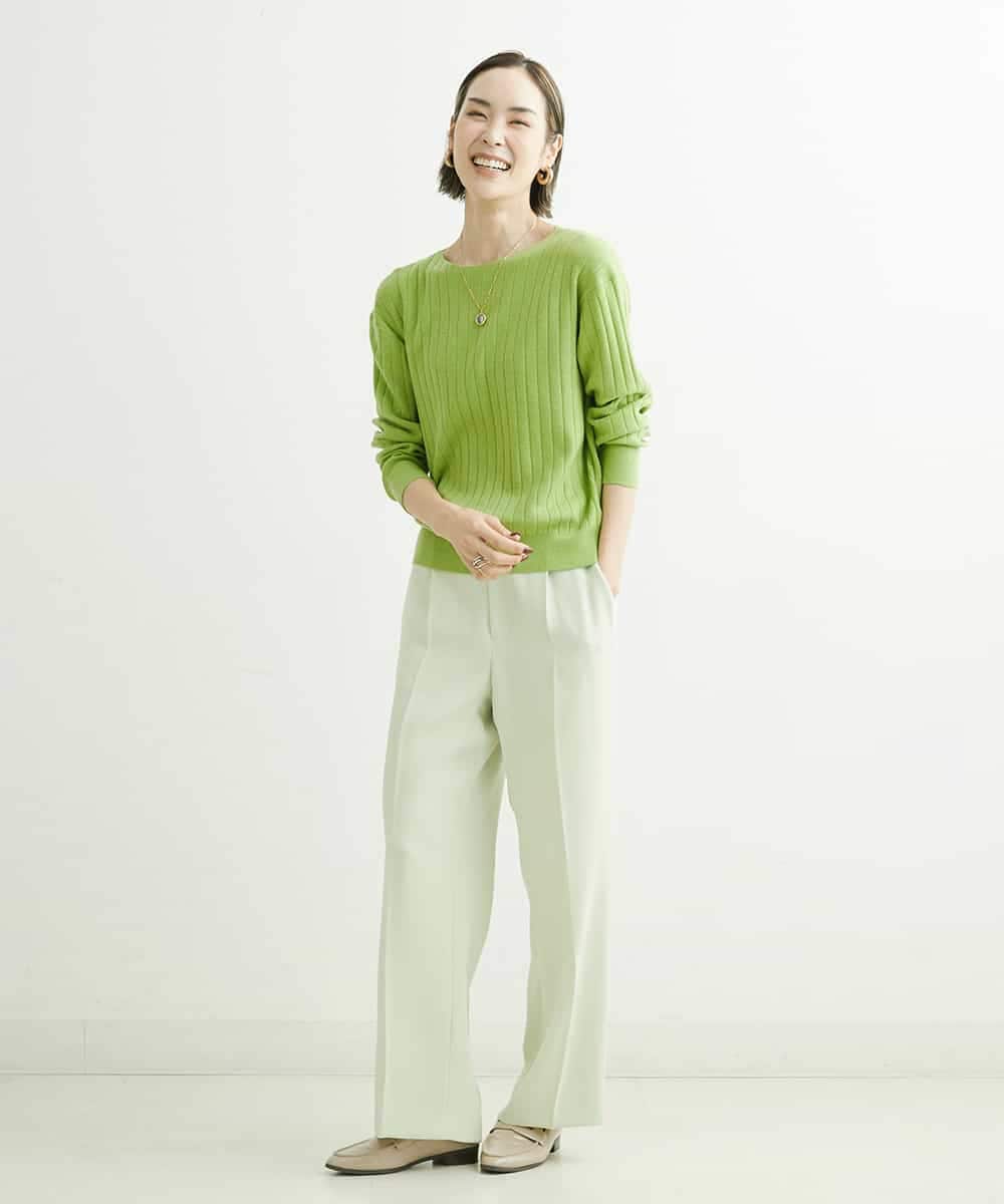 FMLDS03230 MICHEL KLEIN(ミッシェルクラン) ダブルクロスセミフレアパンツ ブラック(94)
