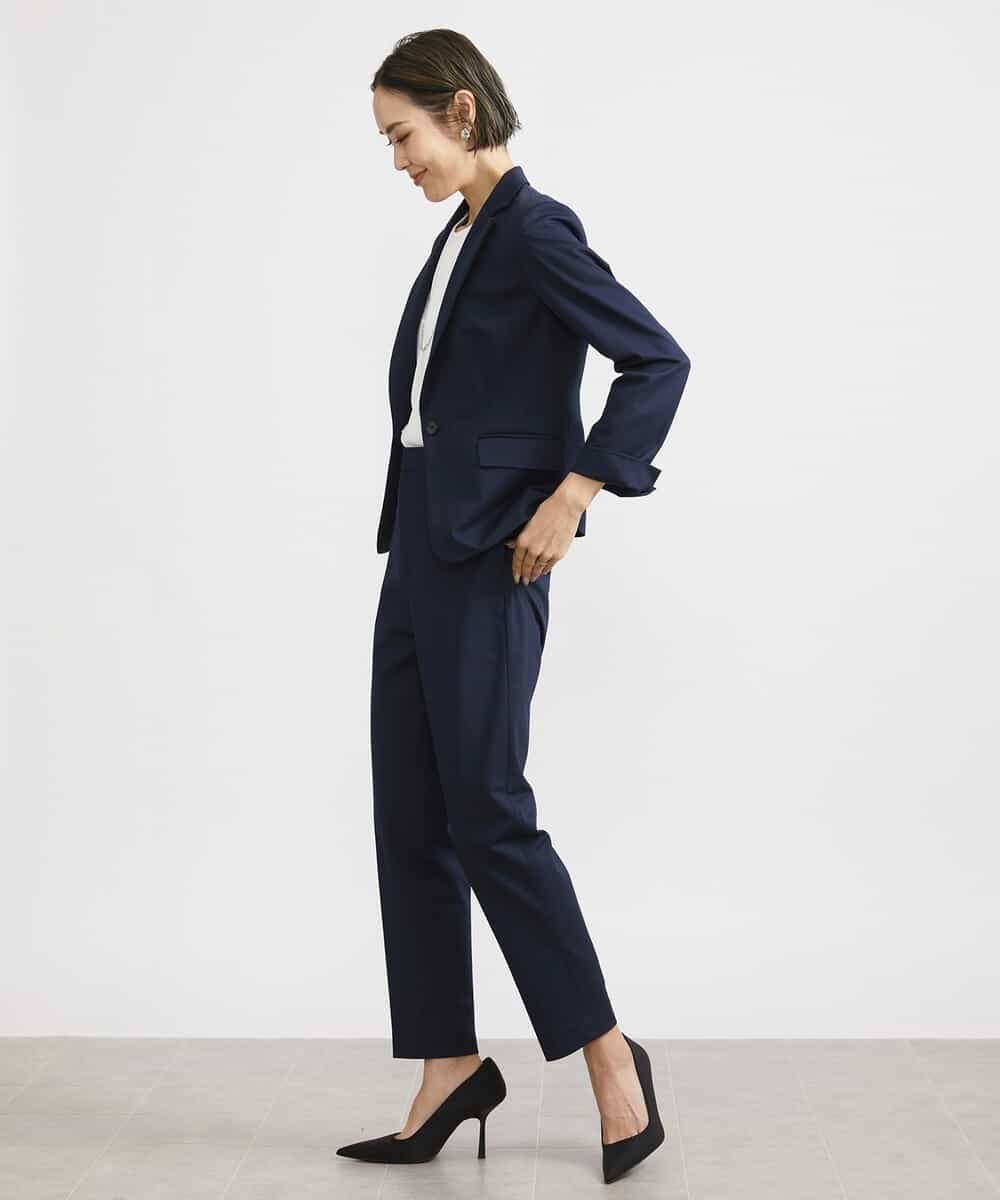 FMLDV05210 MICHEL KLEIN(ミッシェルクラン) [定番スーツ]トリコットカノコテーパードパンツ（セットアップ対応） ネイビー(57)