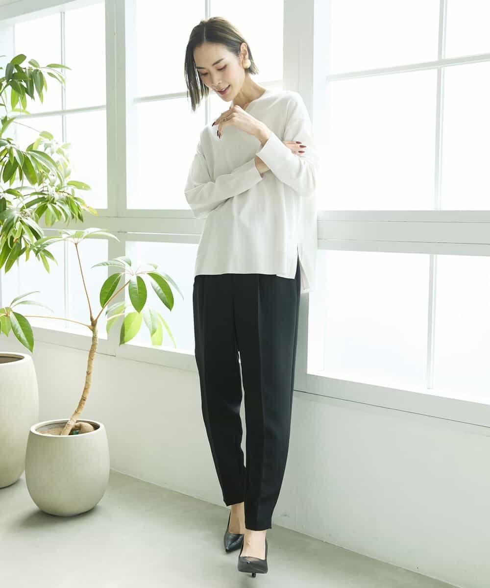 FMLDV15230 MICHEL KLEIN(ミッシェルクラン) [セットアップ対応]ジョーゼットタックパンツ ブラック(94)