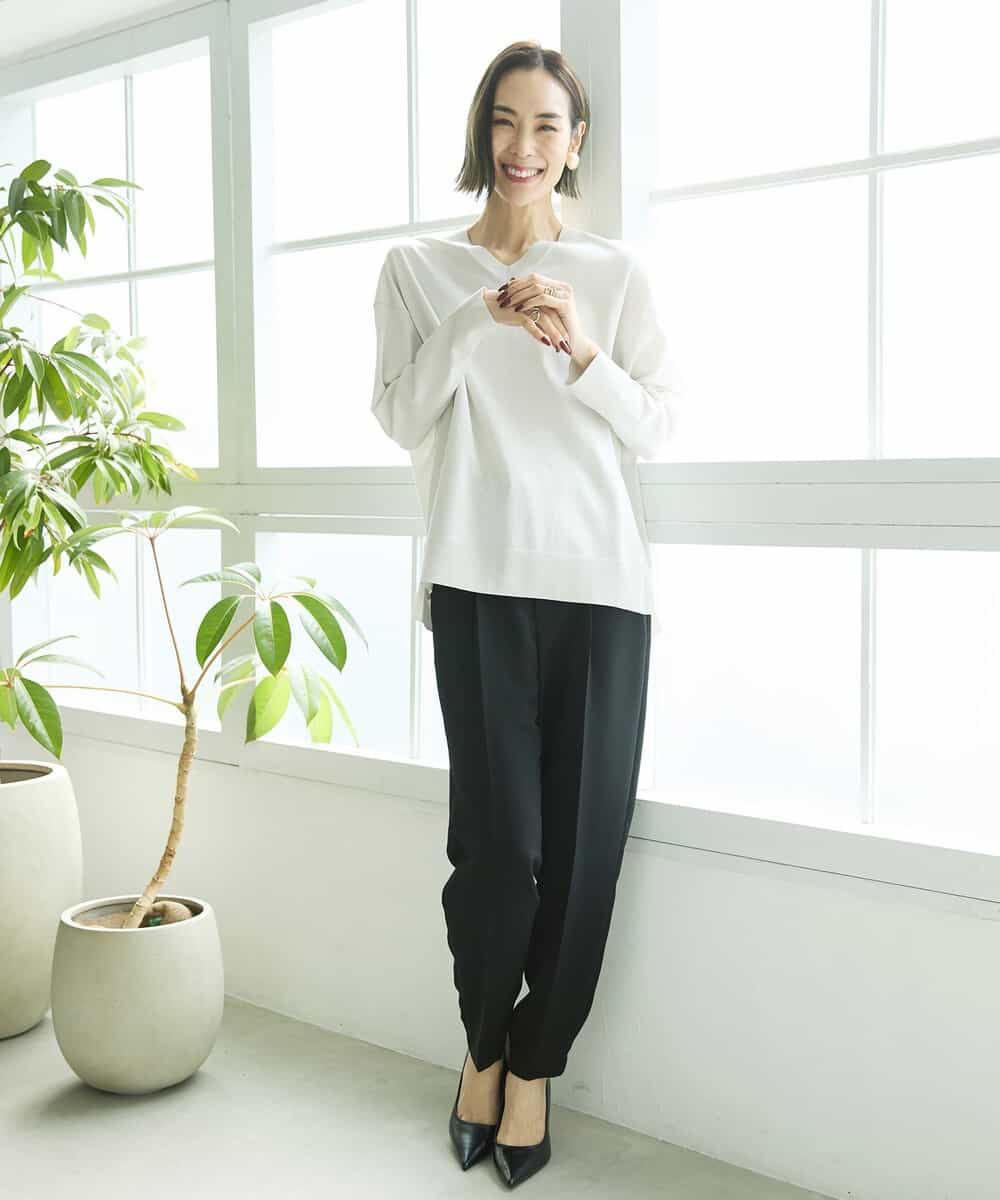 FMLDV15230 MICHEL KLEIN(ミッシェルクラン) [セットアップ対応]ジョーゼットタックパンツ ブラック(94)