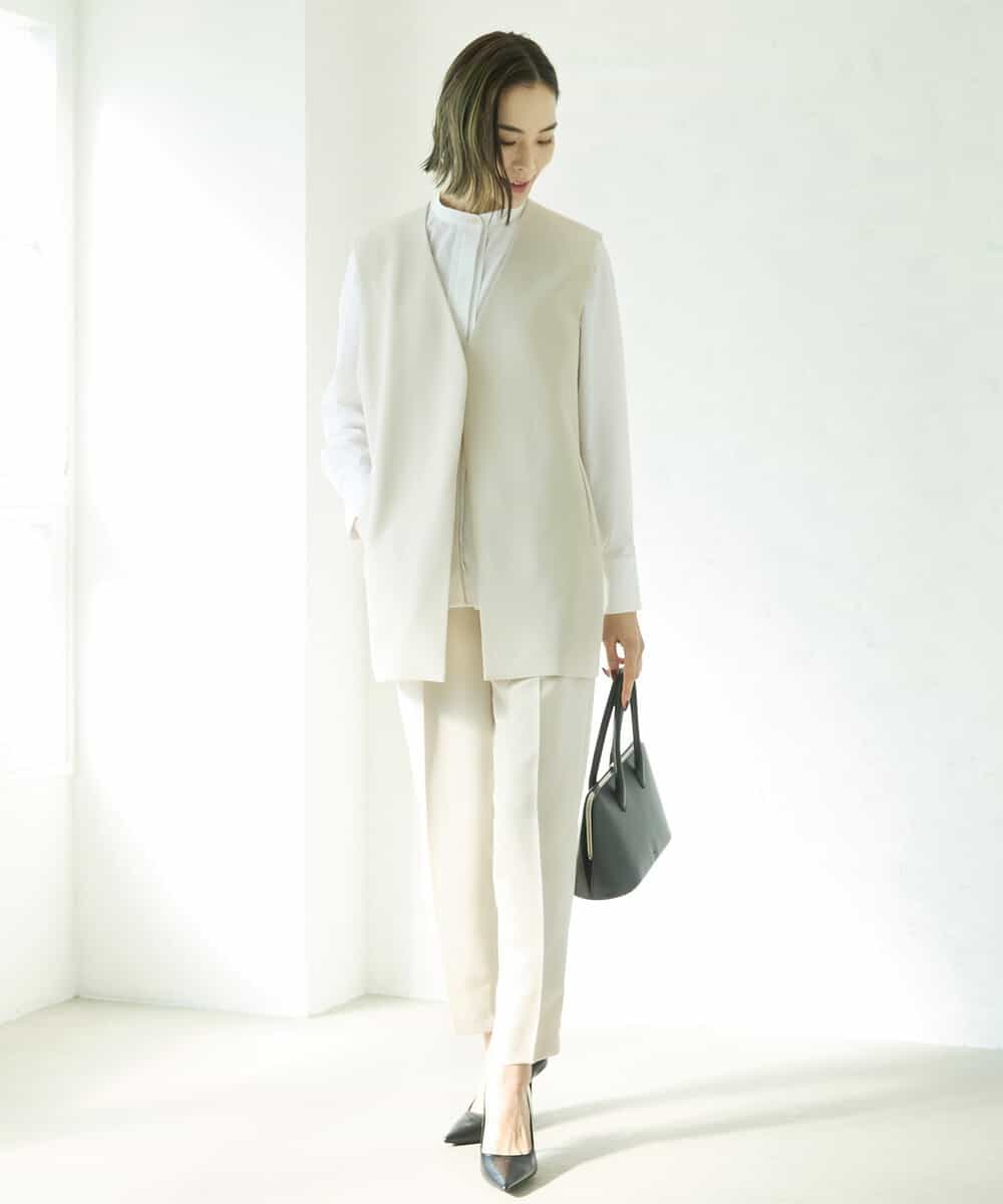 FMLDV15230 MICHEL KLEIN(ミッシェルクラン) [セットアップ対応]ジョーゼットタックパンツ ブラック(94)
