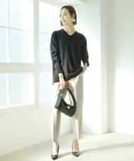 FMLDV15230 MICHEL KLEIN(ミッシェルクラン) [セットアップ対応]ジョーゼットタックパンツ ブラック(94)