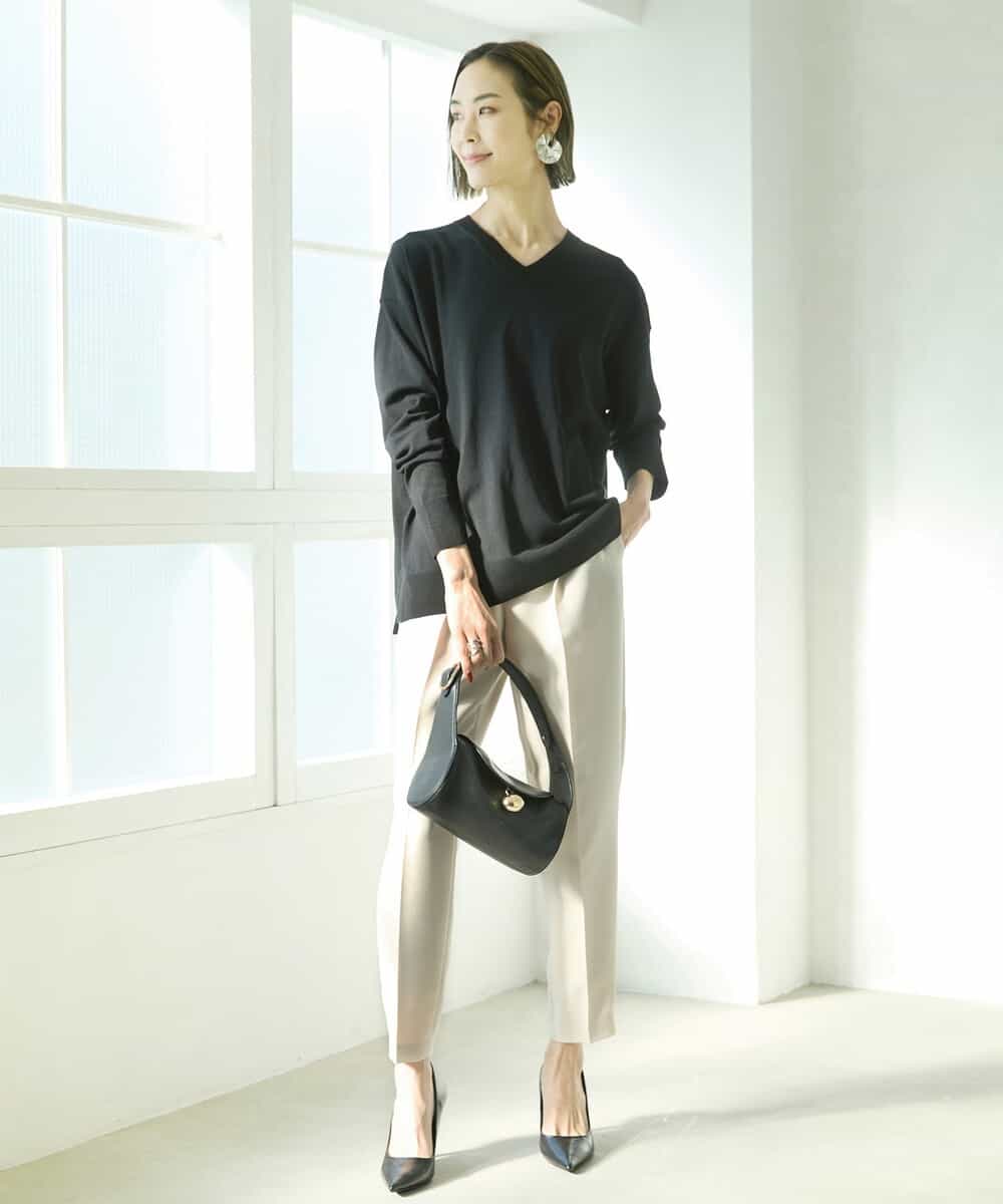 FMLDV15230 MICHEL KLEIN(ミッシェルクラン) [セットアップ対応]ジョーゼットタックパンツ ブラック(94)