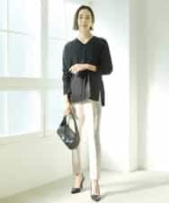 FMLDV15230 MICHEL KLEIN(ミッシェルクラン) [セットアップ対応]ジョーゼットタックパンツ ブラック(94)
